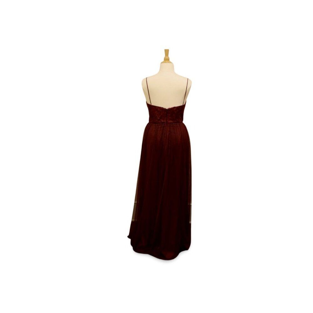 Romantic Sequined Lace Bodice & Tulle Evening Gown Vneck Full Skirt Amsale - Picture 2 of 5